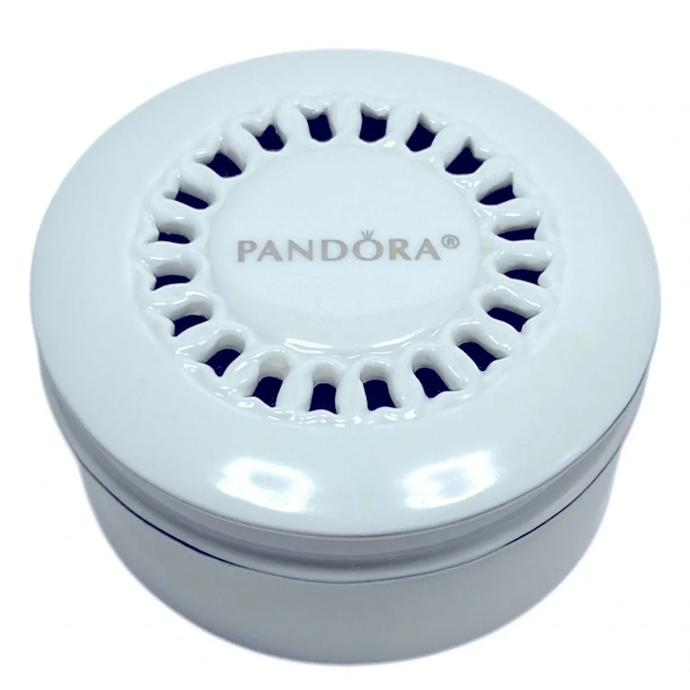 Pandora Round Ceramic Jewelry‎ Dish With Lid Trinket Holder